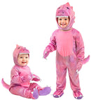 Pink Dinosaur  Jumpsuit, Hooded Mask 