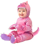 Pink Dinosaur  Jumpsuit, Hooded Mask 