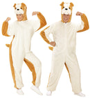 Bulldog In Soft Plush  Hooded Jumpsuit With Mask 