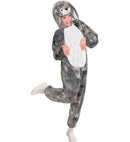 Bunny In Soft Plush  Hooded Jumpsuit With Mask 