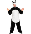 Panda In Soft Plush  Hooded Jumpsuit With Mask 