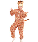Giraffe In Soft Plush  Hooded Jumpsuit With Mask 