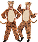 Tiger In Soft Plush  Hooded Jumpsuit With Mask 