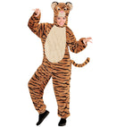 Tiger In Soft Plush  Hooded Jumpsuit With Mask 