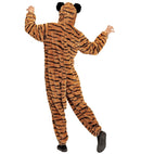 Tiger In Soft Plush  Hooded Jumpsuit With Mask 