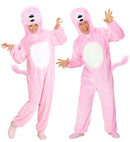 Pink Lion In Soft Plush  Hooded Jumpsuitwith Mask 