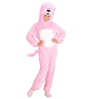 Pink Lion In Soft Plush  Hooded Jumpsuitwith Mask 