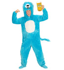 Azure Lion In Soft Plush  Hooded Jumpsuit With Mask 