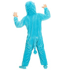 Azure Lion In Soft Plush  Hooded Jumpsuit With Mask 