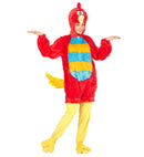 Red Bird In Soft Plush  Hooded Jumpsuit With Mask 
