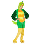 Green Bird In Soft Plush  Hooded Jumpsuit With Mask 