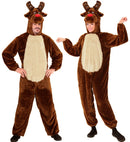 Reindeer In Soft Plush  Hooded Jumpsuit With Mask 