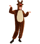 Reindeer In Soft Plush  Hooded Jumpsuit With Mask 