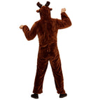 Reindeer In Soft Plush  Hooded Jumpsuit With Mask 