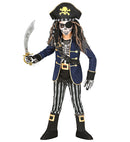 Pirate Captain Skeleton  Coat With Shirt, Belt & Sword Sash, Pants With Boot Covers, Hat With Bandana 