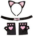 Soft Pink Cat Set  Ears, Choker, Gloves 