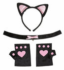 Soft Pink Cat Set  Ears, Choker, Gloves 