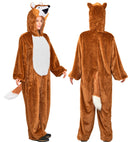 Fox In Soft Plush  Hooded Jumpsuit With Mask 