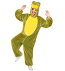 Frog In Soft Plush  Hooded Jumpsuit With Mask 