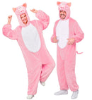Pig In Soft Plush  Hooded Jumpsuit With Mask 
