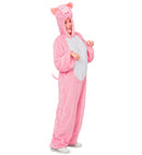 Pig In Soft Plush  Hooded Jumpsuit With Mask 