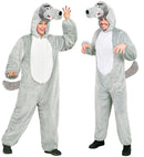 Wolf In Soft Plush  Hooded Jumpsuit With Mask 
