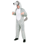 Wolf In Soft Plush  Hooded Jumpsuit With Mask 