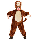 Monkey In Soft Plush  Hooded Jumpsuit With Mask 