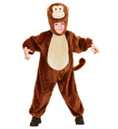 Monkey In Soft Plush  Hooded Jumpsuit With Mask 