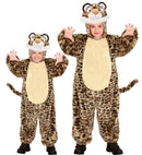 Leopard In Soft Plush  Hooded Jumpsuit With Mask 