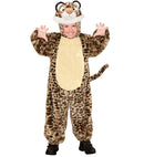 Leopard In Soft Plush  Hooded Jumpsuit With Mask 