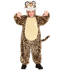 Leopard In Soft Plush  Hooded Jumpsuit With Mask 