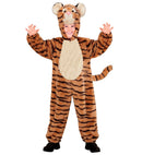 Tiger In Soft Plush  Hooded Jumpsuit With Mask 