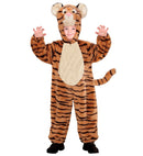 Tiger In Soft Plush  Hooded Jumpsuit With Mask 