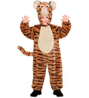 Tiger In Soft Plush  Hooded Jumpsuit With Mask 