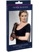 Short Black Fingerless Lace Gloves Adult Size 2