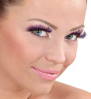 Eyelashes With Tinsel  4 Colors Assorted - In Box With Glass Bottleglue