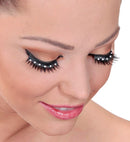 Black Spiked Eyelashes With Strass In Box With Glass Bottle Glue