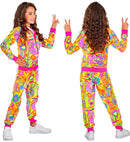 Neon Groovy Love Hippie Party Fashion Tracksuit  Jacket, Pants 