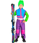 “Neon Purple-Azure-Green Ski Suit  Overalls, Belt 