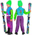“Neon Purple-Azure-Green Ski Suit  Overalls, Belt 