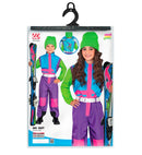 “Neon Purple-Azure-Green Ski Suit  Overalls, Belt 