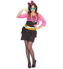 The 80S Groupie  Dress, Mesh Shirt, Belt, Bow Headband 