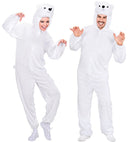 Funny Polar Bear  Hooded Jumpsuit With Mask 