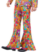 Mens Rainbow Peace Flared Trousers Woven Fabric 2