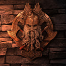 Bronze For Valhalla Viking Axe Hammer Raven Wall Plaque 27cm 8