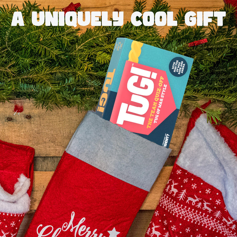 TUG! The Team Trivia Game with a Mini Tug of War in The Box | Perfect for 2-20 Players | Ultimate Holiday Game for Teens, Adults and Family Game Night | Great Gift or Stocking Stuffer | Ages 11+