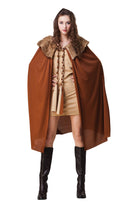 Cape Ladies Short Deluxe Brown With Plush Collar Adult Costume Female_1 AC063