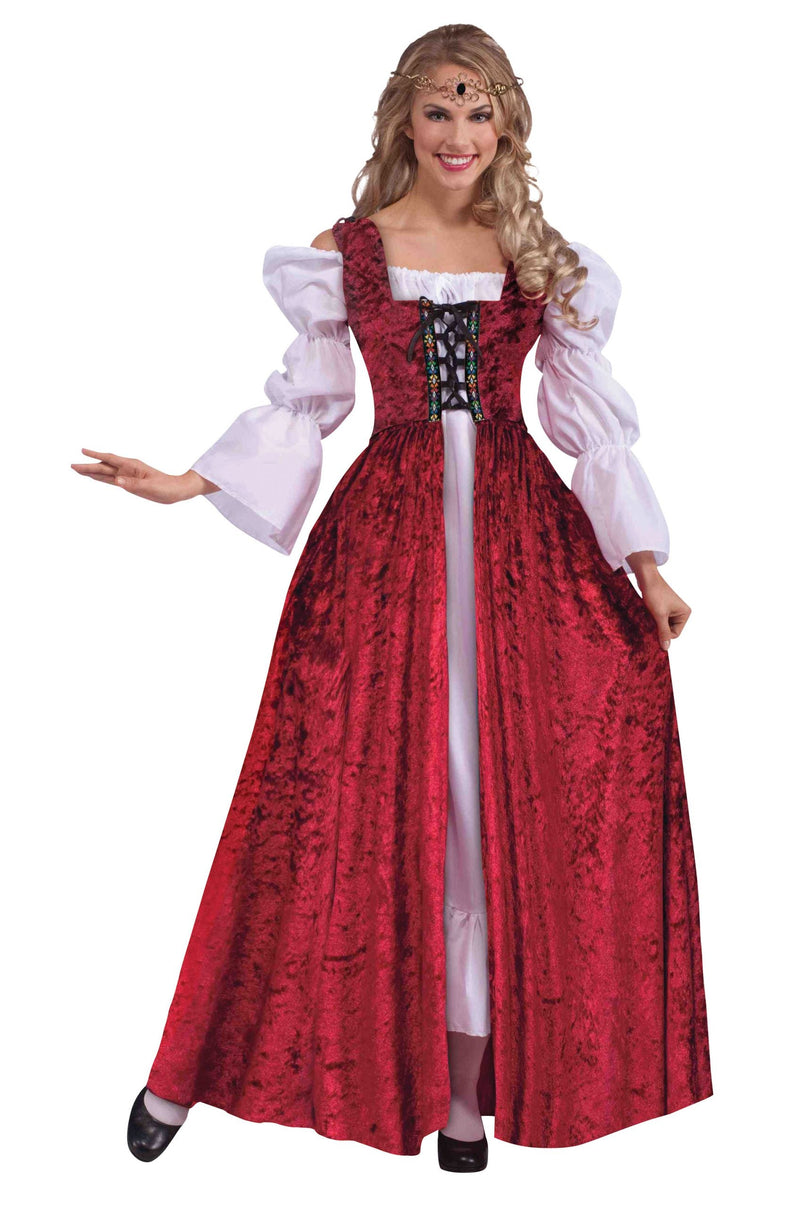 Womens Medieval Lace Up Gown Adult Costume Female Halloween_1 AC191