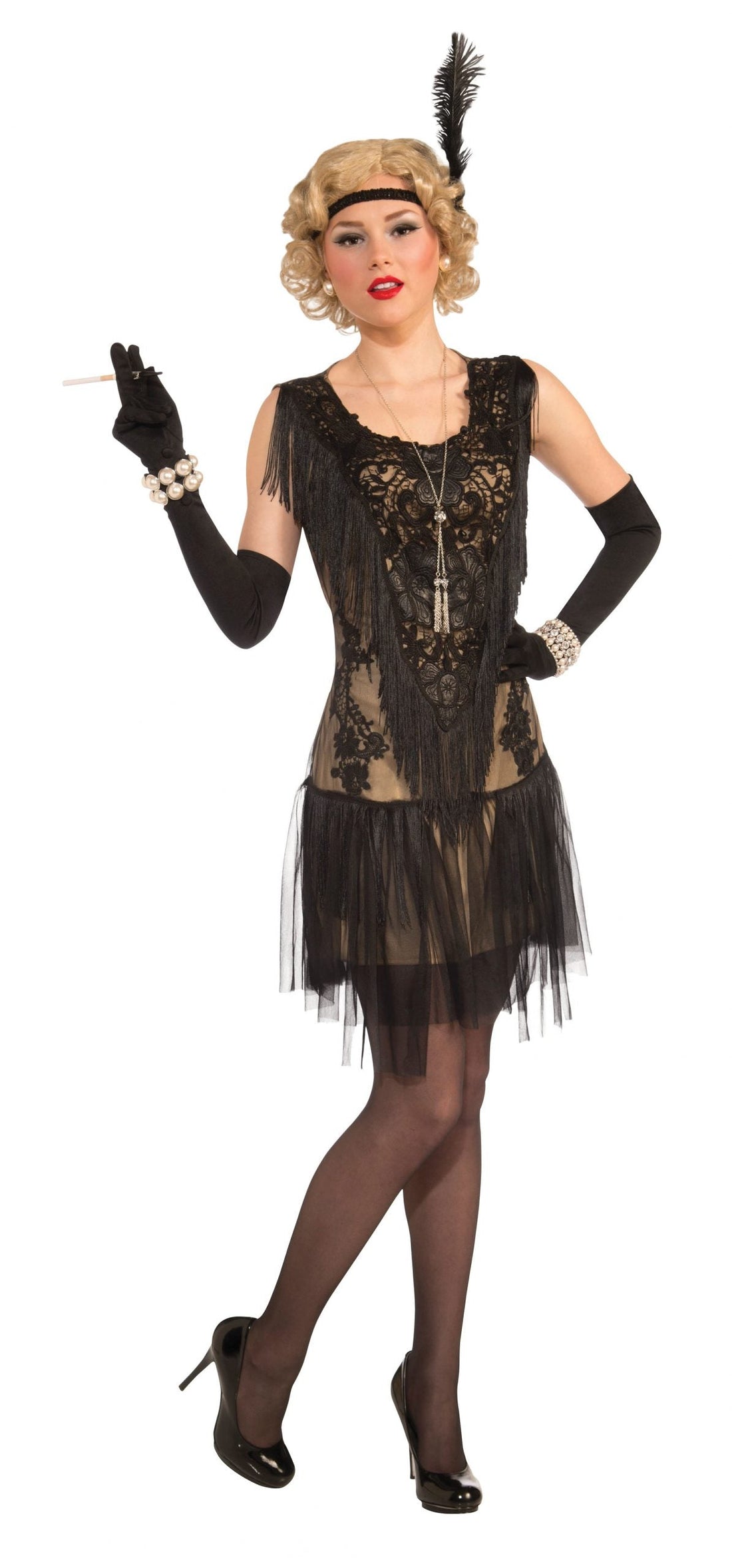 Womens Lacey Lindy Deluxe Flapper Dress Adult Costume Female Halloween